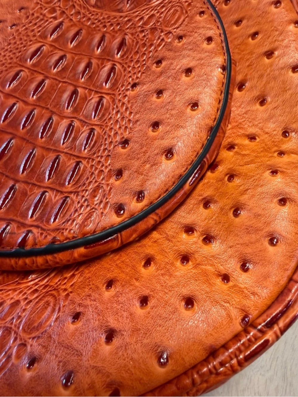 Round Ostrich-Texture Faux Leather Backpack Purse & Matching Wallet - Picture 11 of 11